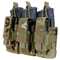 Three Condor Triple Kangaroo Mag Pouch Gen II pouches in Scorpion OCP, each holding a black rifle magazine, are displayed side by side.